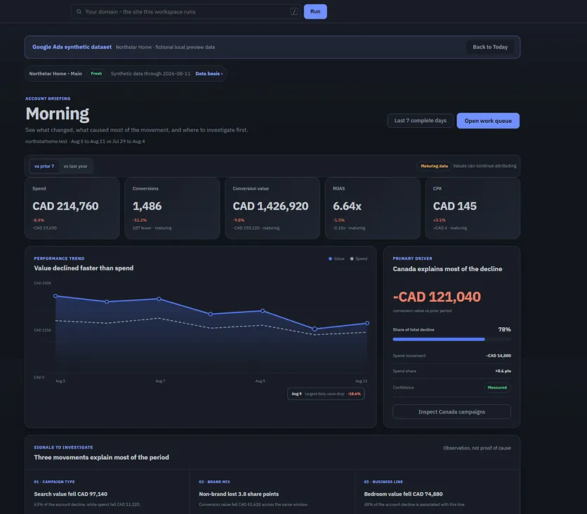 New Google Ads page dark