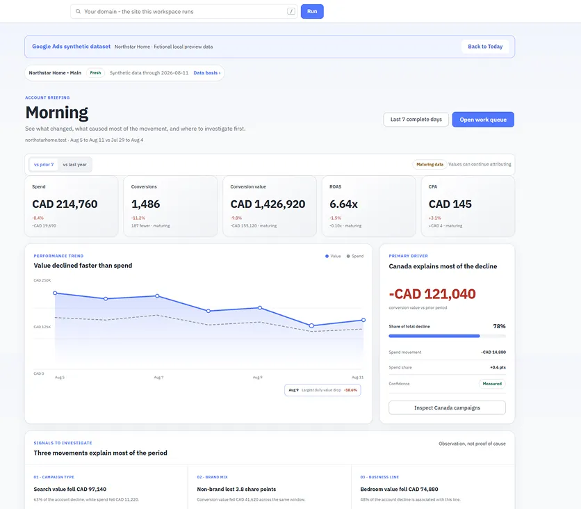 New Google Ads page light